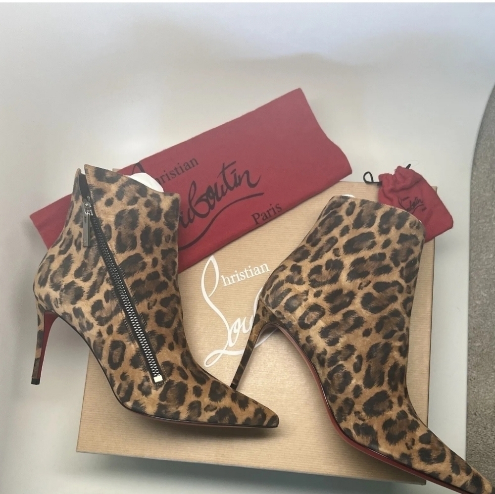 Christian Louboutin Birgikate 85mm Leopard Print Veau Velour Kitty $1295